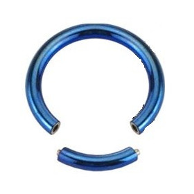 piercing anneau  segment 1.2 mm de diamètre en titane couleur bleu titane