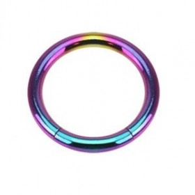 piercing anneau  segment 1.2 mm de diamètre en titane couleur fioul essence arc en ciel