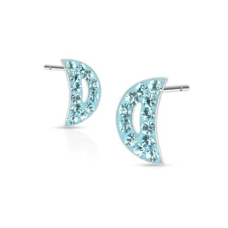 paires de Boucles d'oreille femme motif croissant de lune cristal bleu turquoise en acier chirurgical