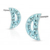 paires de Boucles d'oreille femme motif croissant de lune cristal bleu turquoise en acier chirurgical