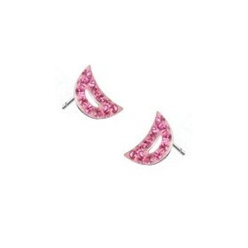 paires de Boucles d'oreille femme motif croissant de lune cristal rose en acier chirurgical