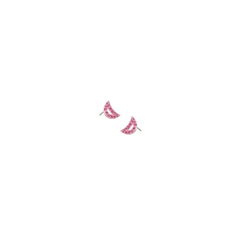 paires de Boucles d'oreille femme motif croissant de lune cristal rose en acier chirurgical