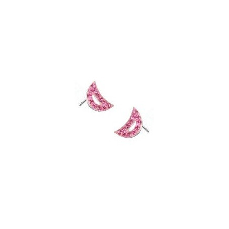 paires de Boucles d'oreille femme motif croissant de lune cristal rose en acier chirurgical