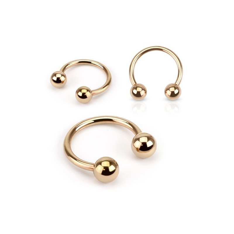 Piercing Fer a cheval 1.6mm Or Rose en acier chirurgical pour piercing nombril, piercing tétton et piercing intime