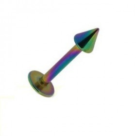 Piercing labret en titane anodisé de couleur de qualité motif pointe spike de 3 mm couleur essence pas cher