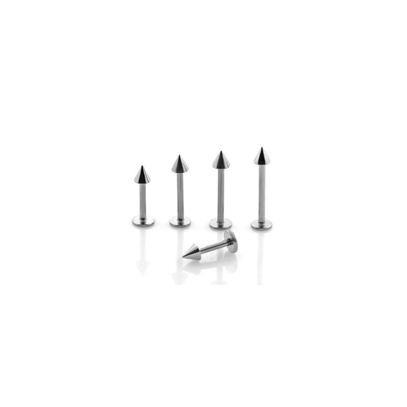 Piercing pour le labret décalé en titane g23 de qualité motif pointe spike de 3 mm couleur acier girs pas cher