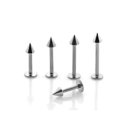 Piercing pour le labret décalé en titane g23 de qualité motif pointe spike de 3 mm couleur acier girs pas cher