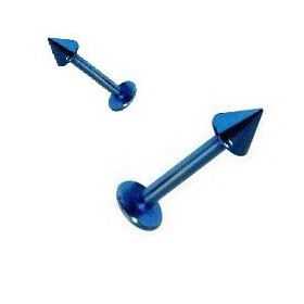 Piercing labret en titane anodisé de couleur de qualité motif pointe spike de 3 mm couleur bleu girs pas cher