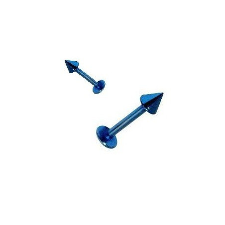 Piercing labret en titane anodisé de couleur de qualité motif pointe spike de 3 mm couleur bleu girs pas cher