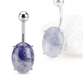 Piercing Téton En Acier Chirurgical 316L - Tige 1,6x14 Mm, Boules 7 Mm Avec Pierres Naturelles (améthyste, Opale, œil Du Tigre, Turquoise)