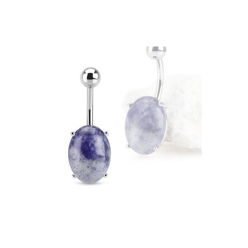 Piercing Nombril en acier chirurgical Perre semi précieuse Soldalite