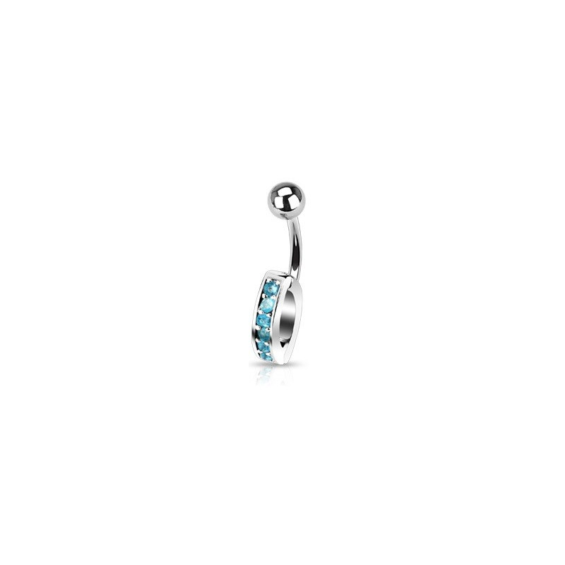 Piercing Nombril interchangeable en acier chirurgical avec cristal de couleur bleu turquoise