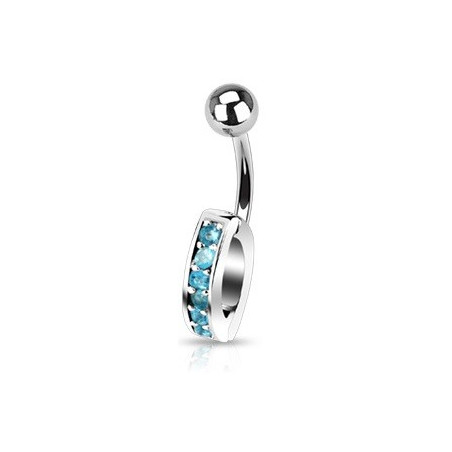 Piercing Nombril interchangeable en acier chirurgical avec cristal de couleur bleu turquoise