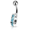 Piercing Nombril interchangeable en acier chirurgical avec cristal de couleur bleu turquoise