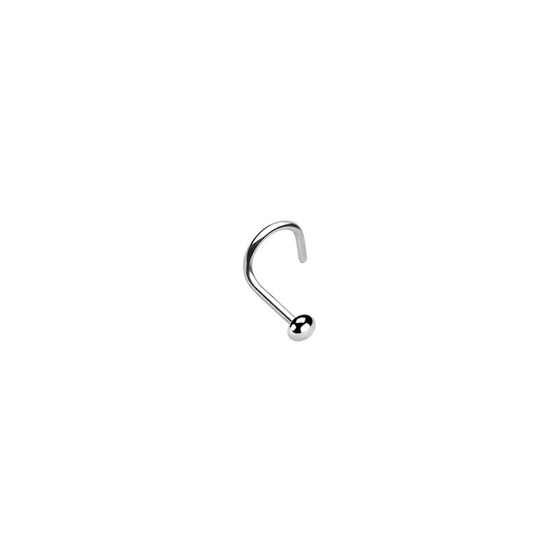 Piercing de nez courbé motif demi-bille 2mm en acier chirurgical