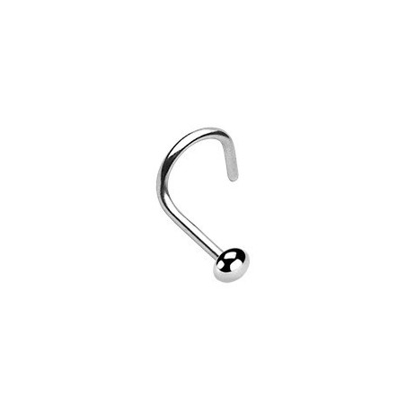 Piercing de nez courbé motif demi-bille 2mm en acier chirurgical