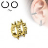 paires de fausse boucles d'oreille à clip en acier chirurgical motif pointe hard rock couleur doré pas cher