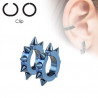 paires de fausse boucles d'oreille à clip en acier chirurgical motif pointe hard rock couleur bleu