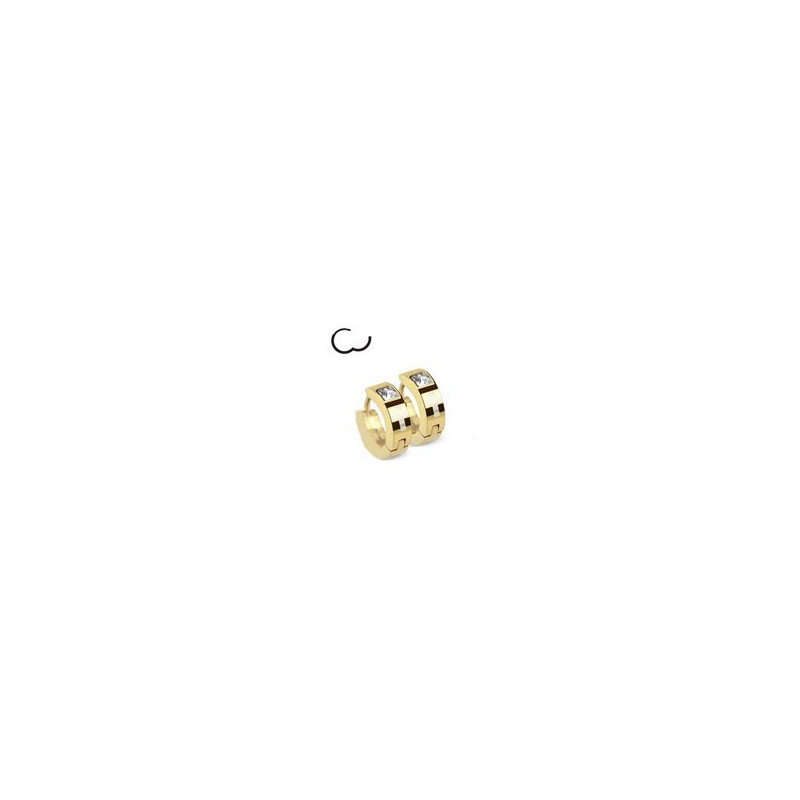paire de Boucles d Oreille anneau pour homme en Acier couleur doré motif Croix et cristal paire de Boucles d Oreille anneau pour homme en Acier couleur doré motif Croix et cristal