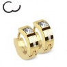 paire de Boucles d Oreille anneau pour homme en Acier couleur doré motif Croix et cristal