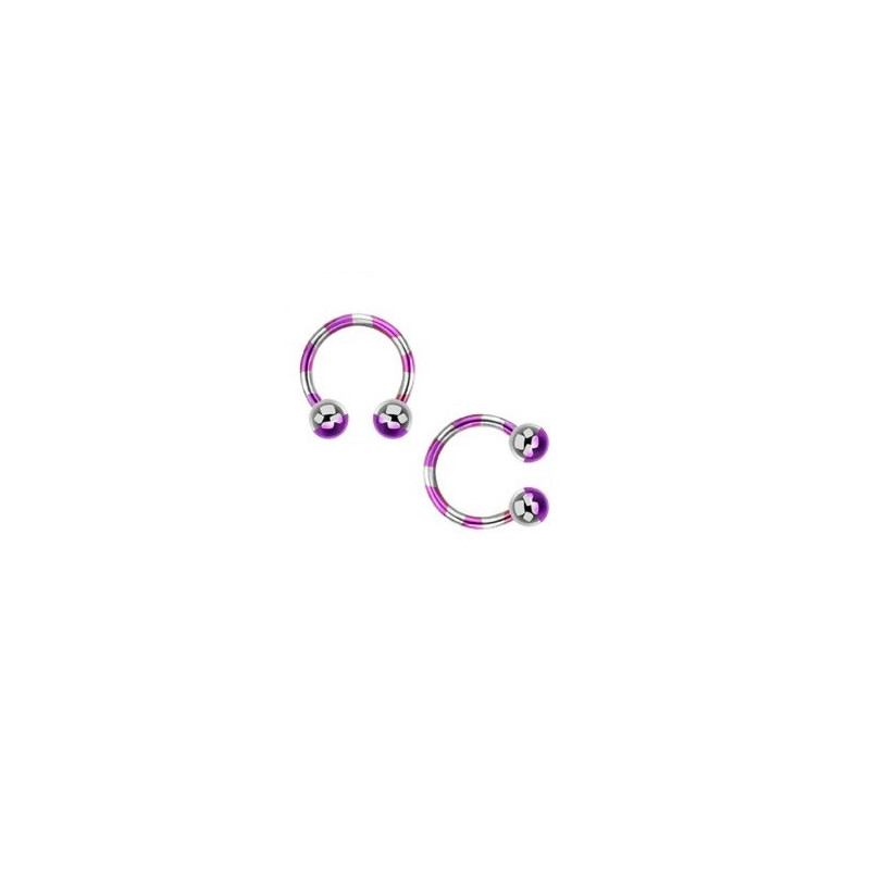 Piercing fer a cheval pour labret arcade piercing oreille et septum en plaqué titane 1.2 mm couleur violet et acier pas cher