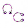 Piercing fer a cheval pour labret arcade piercing oreille et septum en plaqué titane 1.2 mm couleur violet et acier pas cher