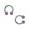 Piercing fer a cheval pour labret arcade piercing oreille et septum en plaqué titane 1.2 mm couleur violet et vert pas cher