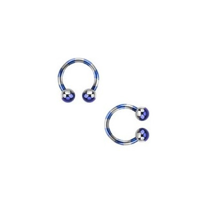 Piercing fer a cheval pour labret arcade piercing oreille et septum en plaqué titane 1.2 mm couleur bleu et acier pas cher