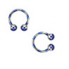 Piercing fer a cheval pour labret arcade piercing oreille et septum en plaqué titane 1.2 mm couleur bleu et acier pas cher