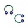 Piercing fer a cheval pour labret arcade piercing oreille et septum en plaqué titane 1.2 mm couleur bleu et vert pas cher