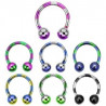 Piercing fer a cheval diamètre 1.6 mm en acier chirurgical plaqué titane de couleur violet et acier pour nombril, piercing téton