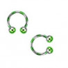 Piercing fer a cheval diamètre 1.6 mm en acier chirurgical plaqué titane de couleur vert et acier pour nombril, piercing téton