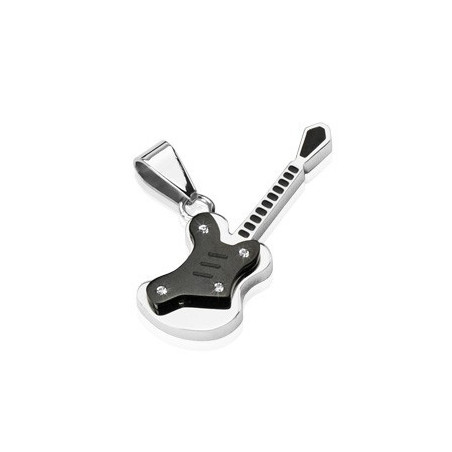 Pendentif Guitare noir et acier inoxydable