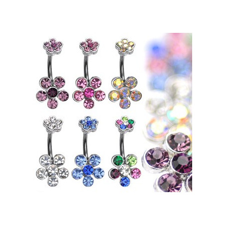 Piercing Nombril Fleur oxyde de zirconium couleur pas cher