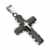 Pendentif pour homme en acier inoxydable de couleur noir motif croix rock