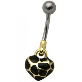 Piercing nombril coeur doré écaille de tortue piercing femme en acier chirurgical