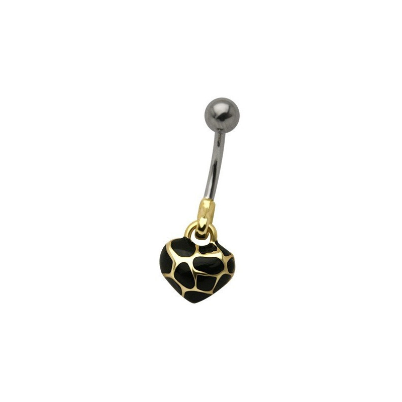 Piercing nombril coeur doré écaille de tortue piercing femme en acier chirurgical