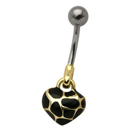 Piercing nombril coeur doré écaille de tortue piercing femme en acier chirurgical