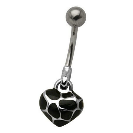 Piercing nombril pendentif coeur Acier écaille de tortue acier chirurgical