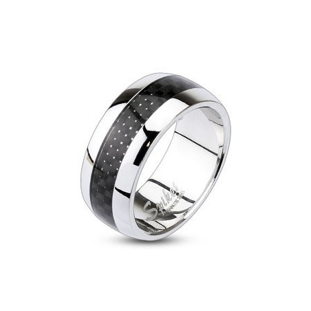 Bague pour femme en acier inoxydable et carbone 7mm pas cher