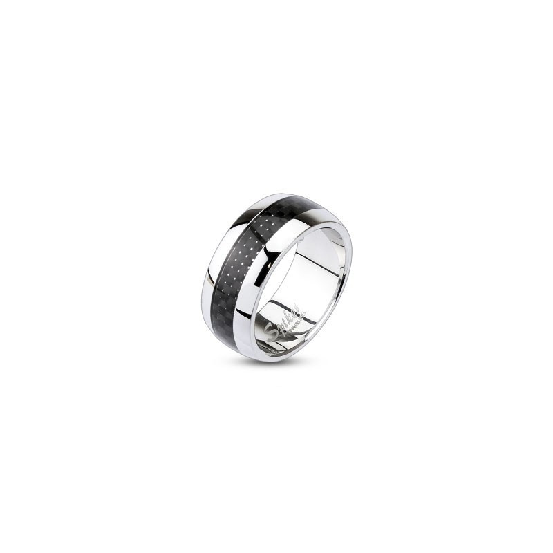 bague pour homme en acier inoxydable et carbonne de qualité pas cher