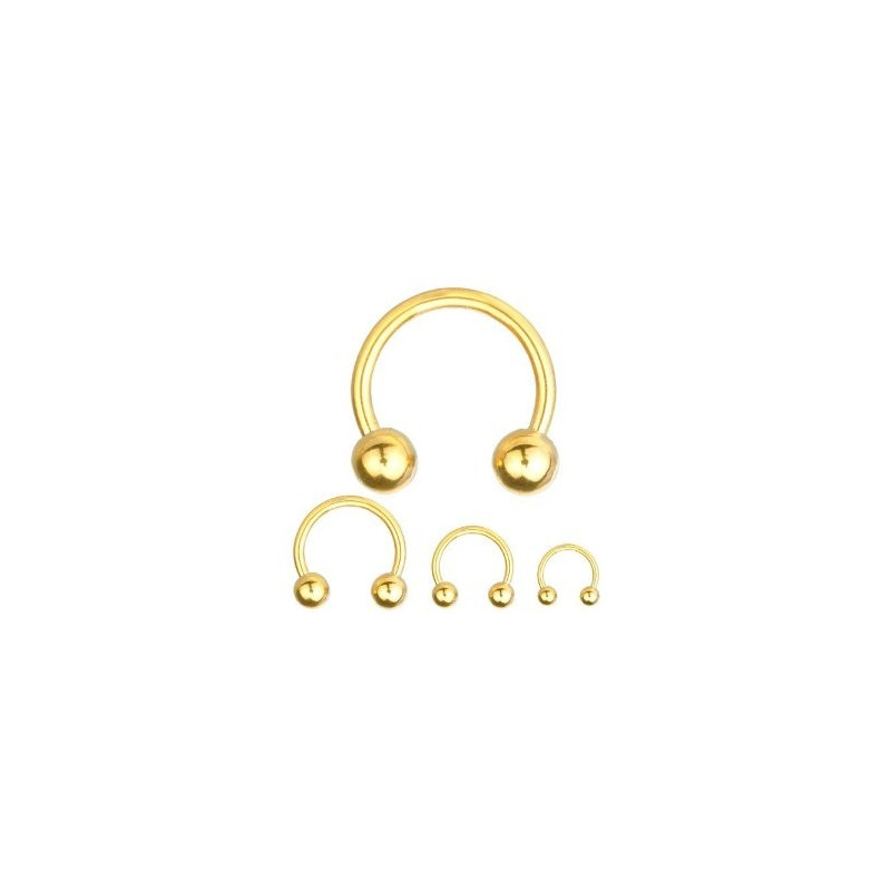 vente de Piercing Fer Titane 1.2mm bille 3mm piercing labret acier doré fer a cheval titane anodisé couleur or