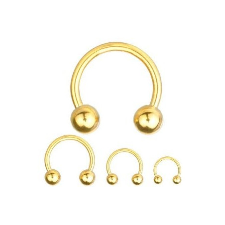 vente de Piercing Fer Titane 1.2mm bille 3mm piercing labret acier doré fer a cheval titane anodisé couleur or