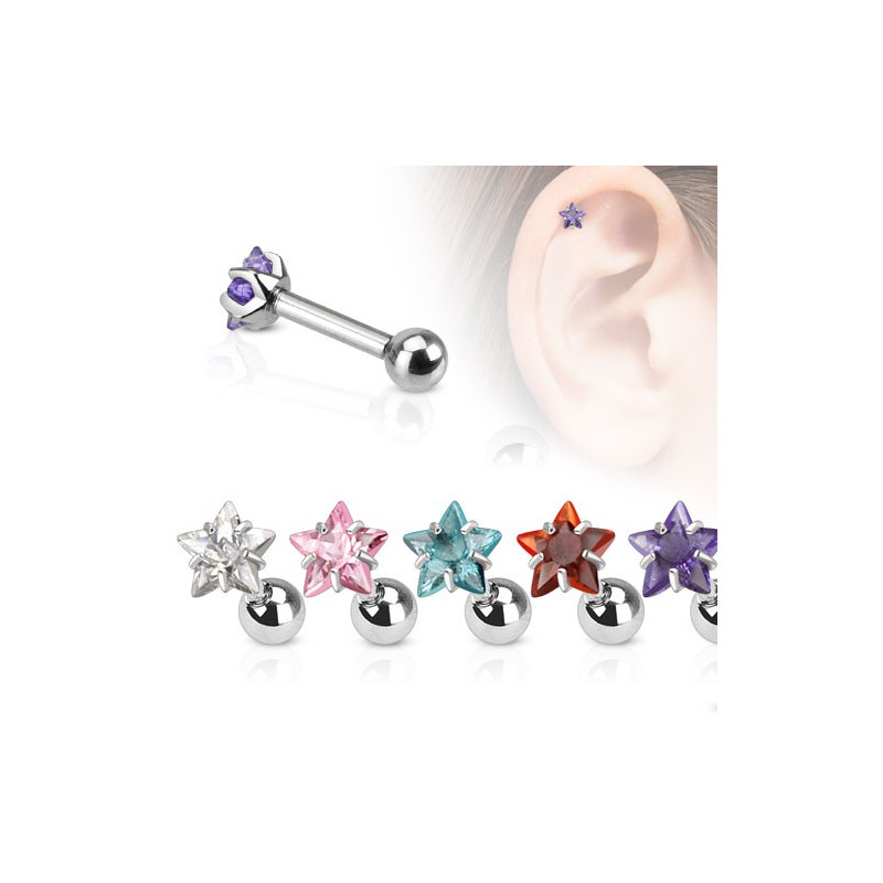 Piercing oreille acier chirurgical motif étoile cristal pour piercing tragus piercing hélix et cartilage Piercing oreille acier chirurgical motif étoile cristal pour piercing tragus piercing hélix et cartilage