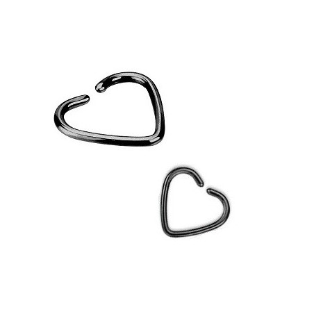 Piercing anneau pour oreille en titane noir motif coeur pour piercing tragus piercing hélix et cartillage