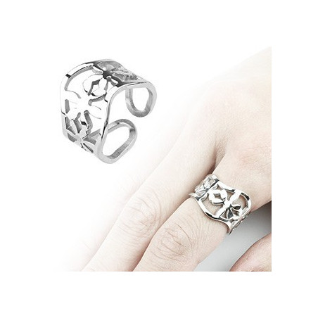 Bague Femme acier chirurgical inoxydable motif Fleurs