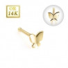 Piercing nez tige droite en or jaune 14 carats motif papillon