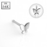 Piercing nez tige droite en or blanc 14 carats motif papillon