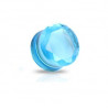 piercing ecarteur Plug en verre évasé taillé en facette couleur bleu