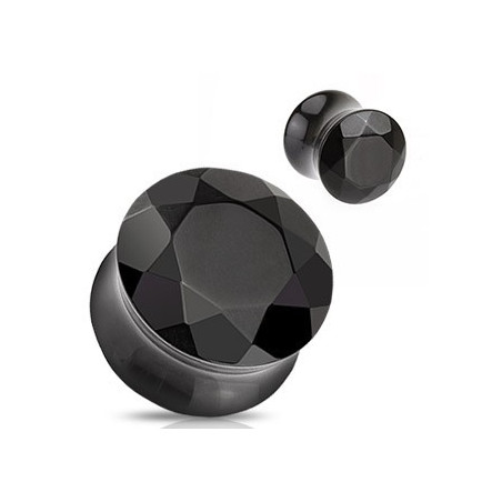 piercing ecrateur Plug en verre évasé taillé en facette Noir